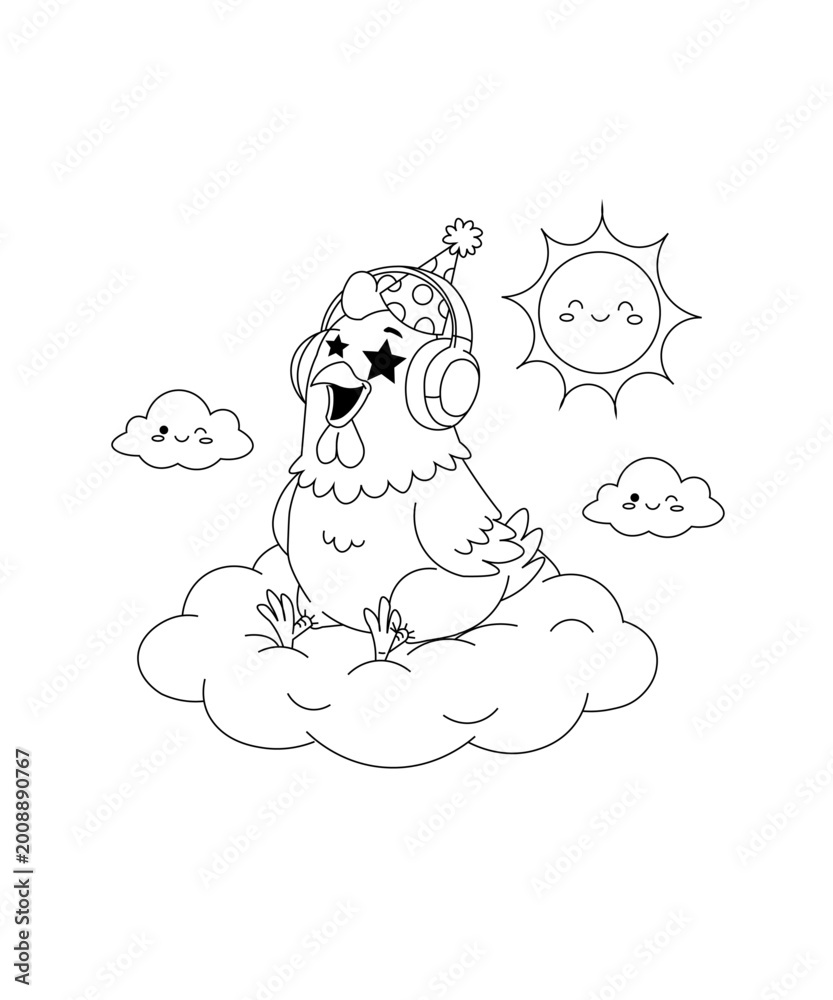 Fototapeta premium Cute chicken coloring page