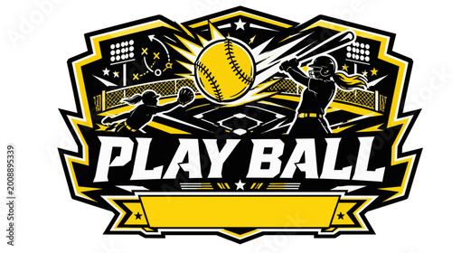 Play Ball Sports Logo Illustration.