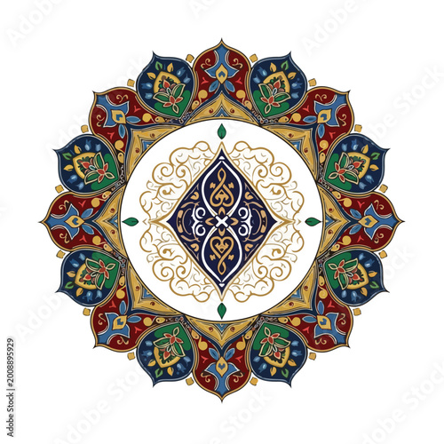 Intricate Mandala Design with Floral Patterns.