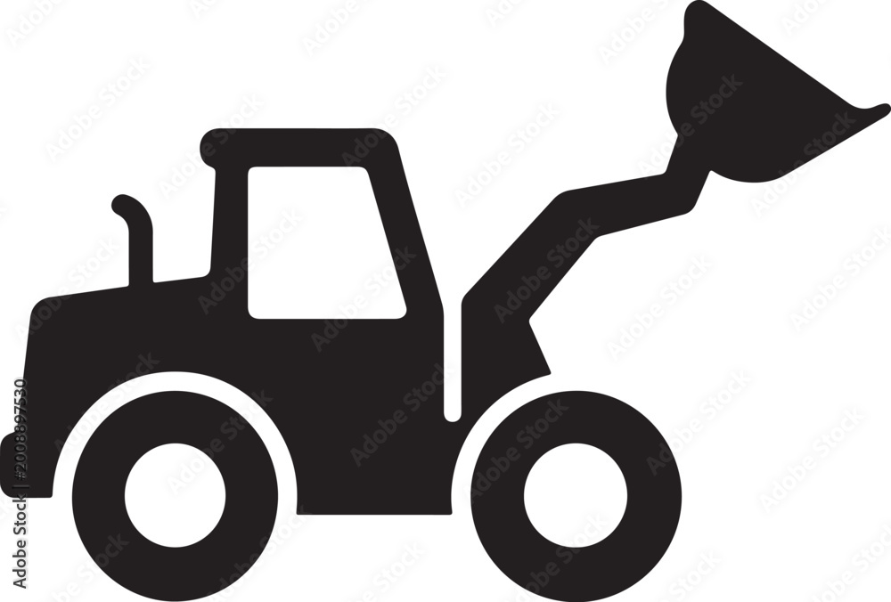 Naklejka premium Excavator Vector Art,Illustration of a powerful and modern excavator that serves as a state-of-the-art machine used in the construction industry, with its black and white design, 