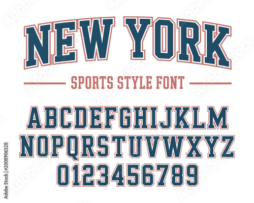 Photos New York Varsity Sports Font, bold collegiate athletic typography, retro team le