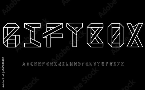 Giftbox Futuristic Outline Font Alphabet – Geometric Wireframe Display Typeface with 3D Tech Style for Gaming UI, Sci-Fi Branding, Posters & Modern Typography Projects