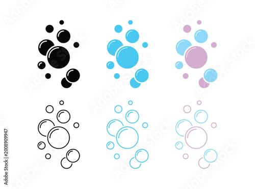 Foto blowing bubbles icon set