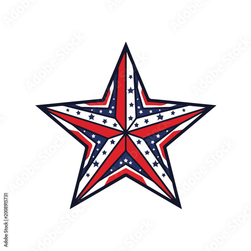 Red White and Blue Star Icon.