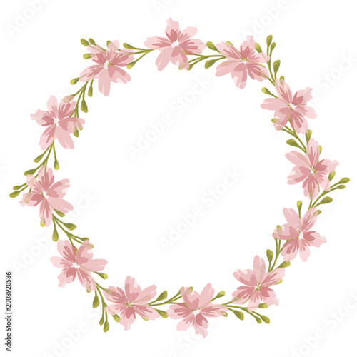Soft Pink Cherry Blossom Round Frame Great for Baby Shower and Spring Event Graphics