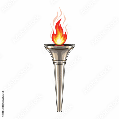 Silver Torch with Flames Burning Brightly.