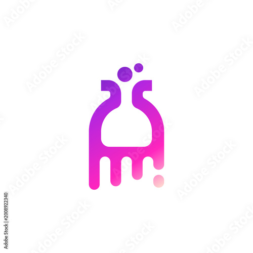 Ghost Lab Tube Phantom Laboratory Purple Pink Gradient Science Magic Potion Chemistry Logo Design Vector