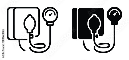 Canvastavla black and white outline voltage tester icons on black background