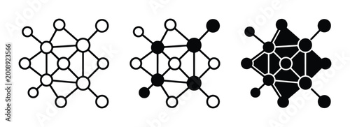 Fotografie network diagram connection points and lines set of three different styles