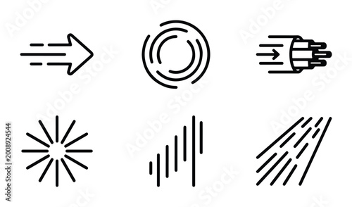 sound waves and light effects vector icon pack on white background