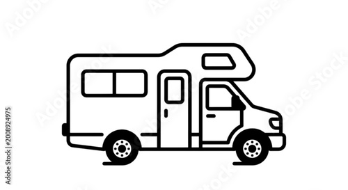 Modern recreational vehicle camper van vector image with door and windows representing family road trips vacation travel and nomadic lifestyle living on wheels