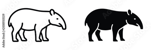 Foto tapir vector icons set on white background
