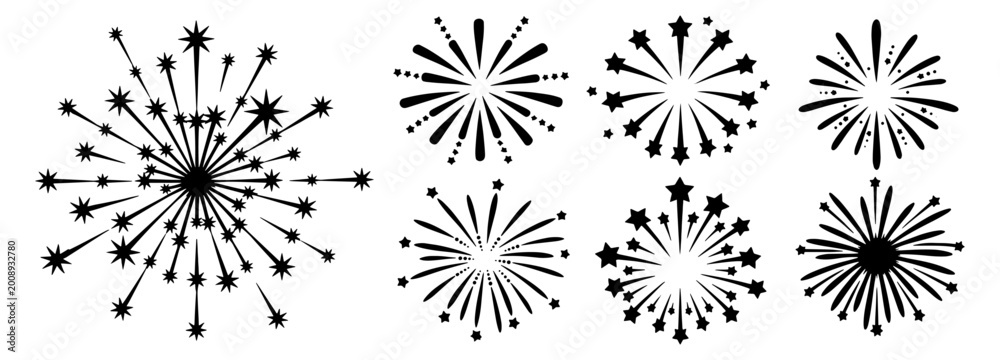 Obraz premium Fireworks Vector, Fireworks Vector Set Vector Design On White Background