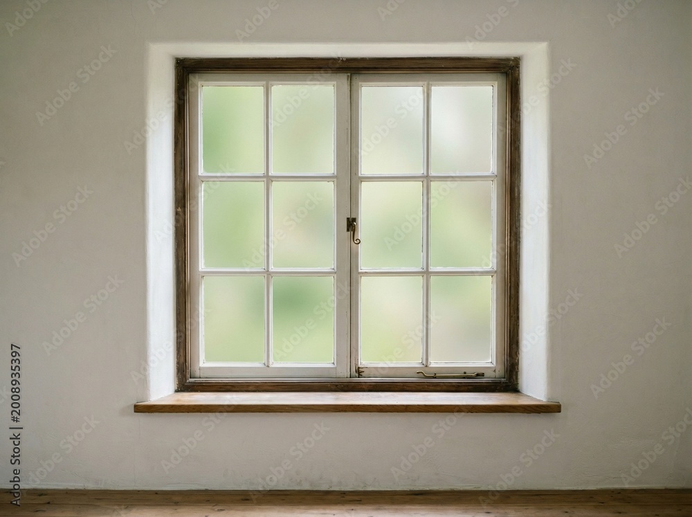 Fototapeta premium Window with soft outside light in minimal interior composition