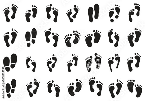 Tableau sur toile Footprint vector illustration set, perfect foot print silhouette for tracking or