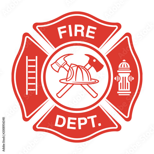 Tableau sur toile Firefighter Maltese Cross Emblem, fire department symbol, flat emergency service