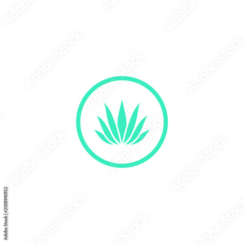 Aloe vera in circle icon vector logo stock graphic asset