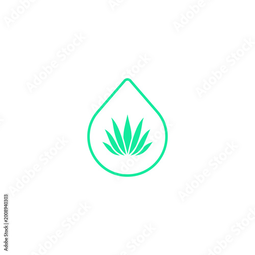 Aloe vera liquid drop icon logo design stock graphic asset