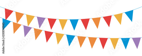 Photos Colorful Party Flags, triangular bunting banner on string, festive decoration ga