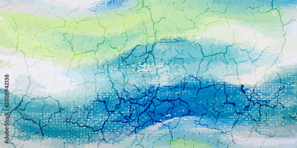 Fototapeta premium Abstract Blue Green Grunge Background with Cracked Texture, Watercolor Layers, and Artistic Distressed Effect