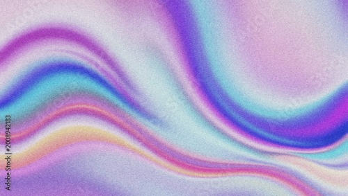 Holographic gradient background with grainy texture, abstract iridescent liquid waves, vibrant purple and blue blurry mesh wallpaper