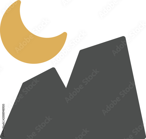 Night mountain landscape with moon