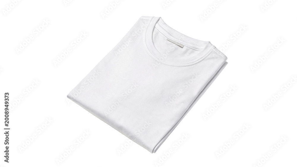 Naklejka premium Clean folded white cotton t-shirt for clothing fashion retail and professional apparel branding and mockup design isolated on transparent background