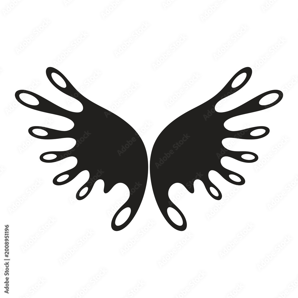 Obraz premium Blackpaintsplatterwingsabstractartdesignelement icon