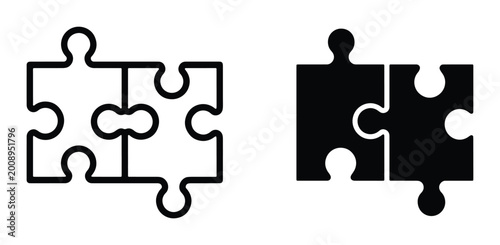 vector puzzle piece icons set on white background