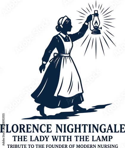 Tableau sur toile Florence Nightingale illustration of the lady with the lamp historical nursing f