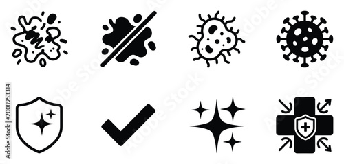 Tableau sur toile Symbols for cleaning and hygiene indicating dirt removal germ elimination and protection against viruses