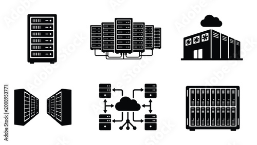 Obraz na płótnie server network data center cloud computing internet technology vector illustrati