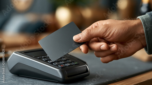 Contactless payment with metal credit card on modern card reader