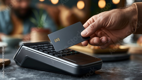 Contactless payment with metal credit card on modern card reader