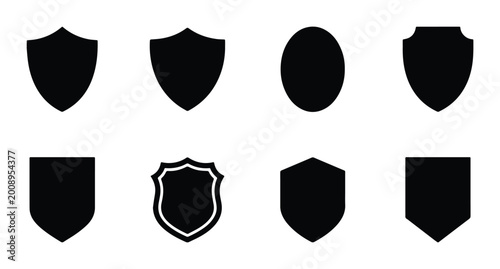 Foto Shield shapes in various styles and orientations - isolated on white background