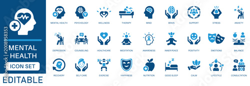 Tableau sur toile Mental health icon set