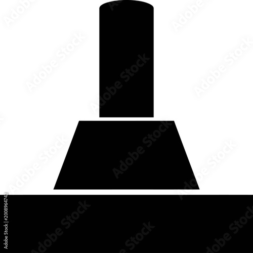 Minimalist black solid glyph of a base stand or plinth isolated on white background
