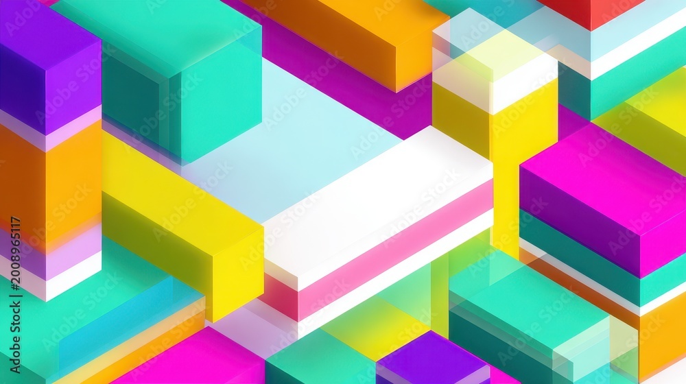 Fototapeta premium Layered Geometric Isometric Design with Copy Space