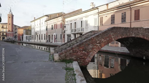 Comacchio, Ferrara, Emilia Romagna, Italy - April 29, 2026 - Views of the lagoon city's historic center