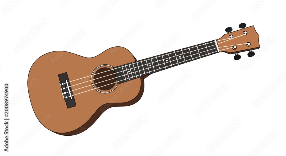 Fototapeta premium Classical Wooden Ukulele Musical Instrument Illustration Isolated on White Background