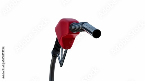 Rotating fuel pistol isolated on white background - 3d 4k animation (3840 x 2160px)