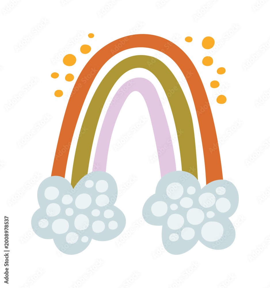 Obraz premium Rainbow Arch With Clouds Cartoon