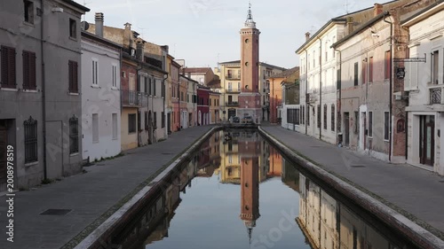 Comacchio, Ferrara, Emilia Romagna, Italy - April 29, 2026 - Views of the lagoon city's historic center