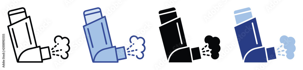 Fototapeta premium Asthma inhaler device spraying medicine mist for respiratory relief and health application