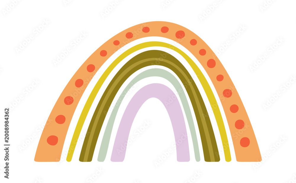 Fototapeta premium Rainbow Arc With Dots Boho Cartoon
