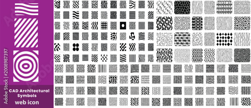 CAD Architectural Symbols and Hatch Pattern Collection Seamless Material Texture Set for Floor Plan Drafting