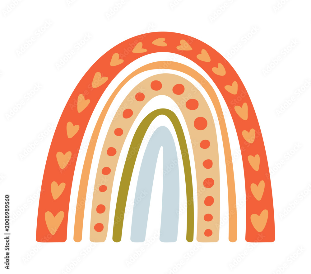 Fototapeta premium Rainbow Arch With Hearts Doodle Cartoon