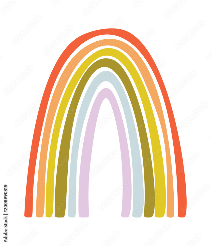 Obraz premium Rainbow Arch Stripes Boho Line Art