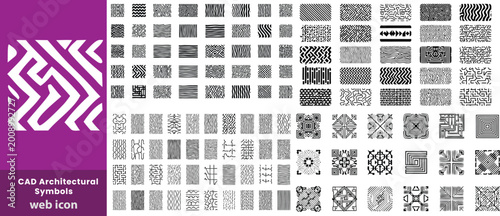 CAD Architectural Symbols and Hatch Pattern Collection Seamless Material Texture Set for Floor Plan Drafting