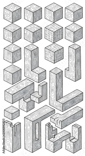 3D Isometric Abstract Block...